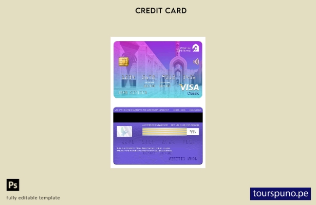 lista para imprimir plantilla de tarjeta clásica visa Nizwa de Oman Bank