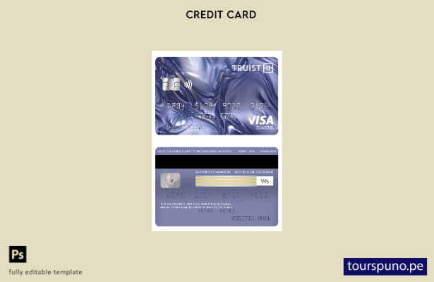 lista para imprimir plantilla de tarjeta clásica visa USA Truist Bank