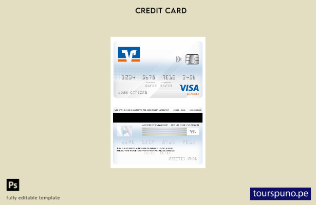 lista para imprimir plantilla de tarjeta clásica visa Volksbank de Alemania