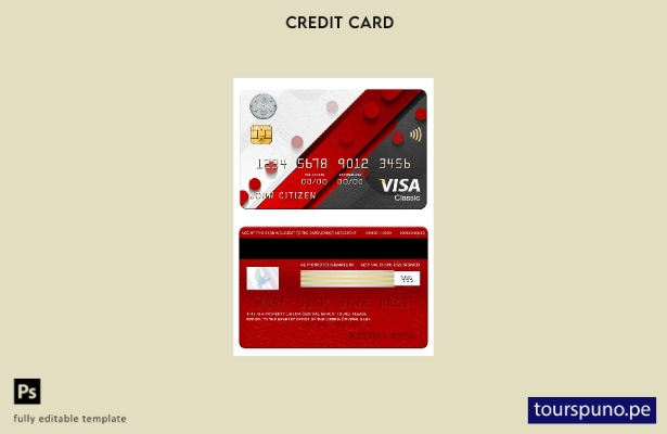 lista para imprimir plantilla de tarjeta clásica visa del Banco Central de Liber