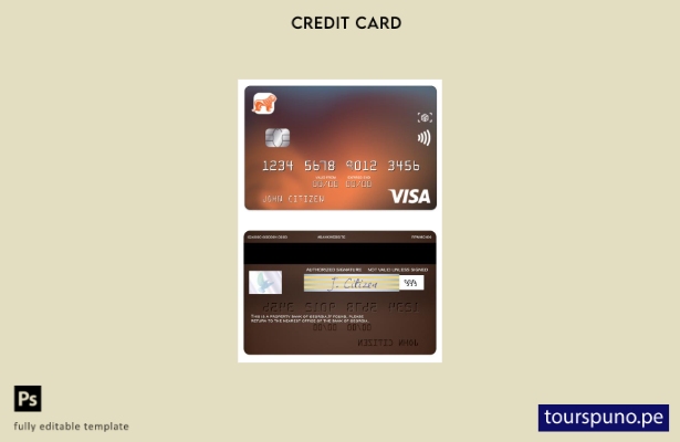 lista para imprimir plantilla de tarjeta clásica visa del Banco de Georgia de Ge