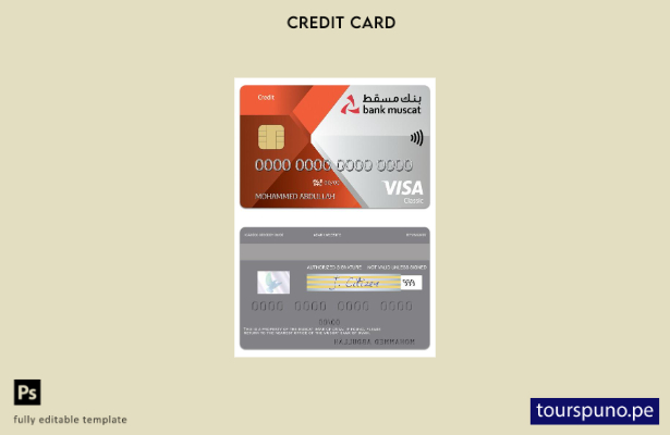 lista para imprimir plantilla de tarjeta de crédito clásica visa Oman Muscat Ban