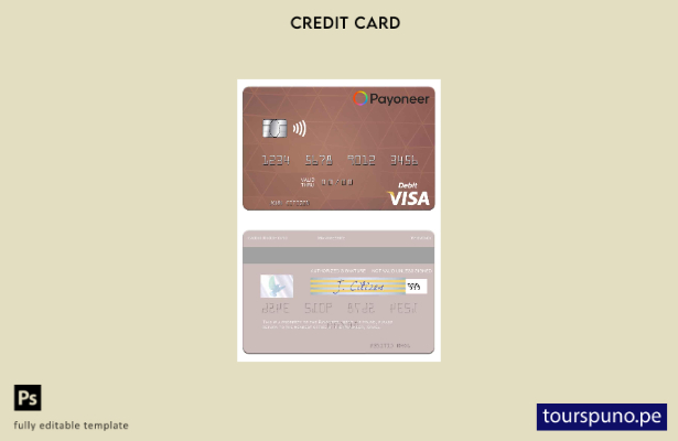 lista para imprimir plantilla de tarjeta de débito Visa Payoneer de EE. UU.