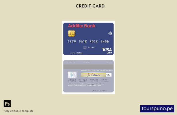 lista para imprimir plantilla de tarjeta de débito visa Addiko Bank de Eslovenia