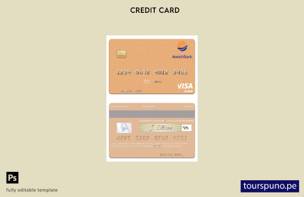 lista para imprimir plantilla de tarjeta de débito visa Awash International Bank