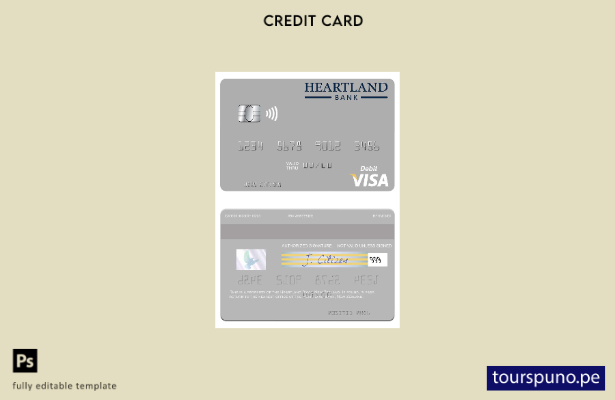 lista para imprimir plantilla de tarjeta de débito visa Heartland Bank de Nueva