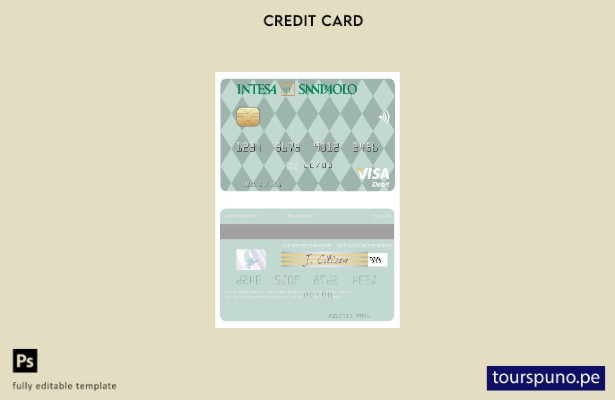 lista para imprimir plantilla de tarjeta de débito visa Intesa Sanpaolo de Itali