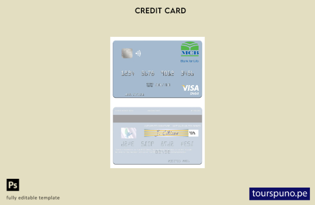 lista para imprimir plantilla de tarjeta de débito visa MCB Bank de los Emiratos