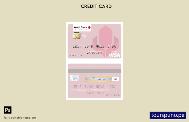 lista para imprimir plantilla de tarjeta de débito visa Myanmar Yoma Bank