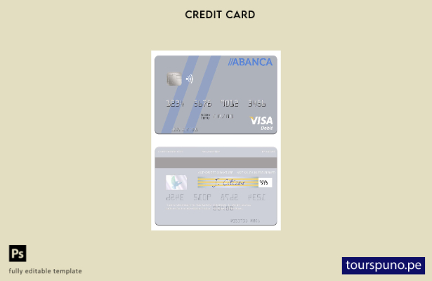 lista para imprimir plantilla de tarjeta de débito visa Portugal Abanca