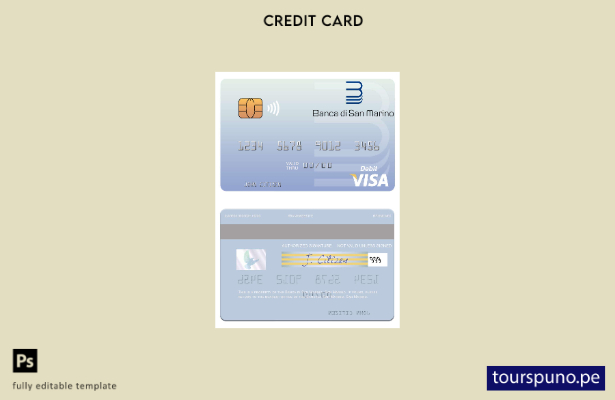 lista para imprimir plantilla de tarjeta de débito visa San Marino Banca di San