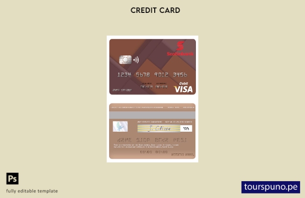 lista para imprimir plantilla de tarjeta de débito visa Scotiabank de Santa Lucí