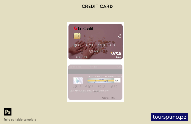 lista para imprimir plantilla de tarjeta de débito visa UniCredit Bank de Italia