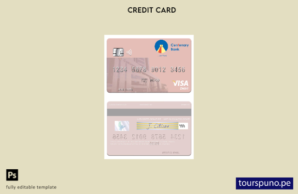 lista para imprimir plantilla de tarjeta de débito visa Visa Centenary Bank de U