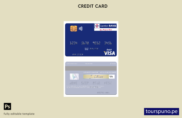 lista para imprimir plantilla de tarjeta de débito visa Visa Guardian Bank de Ke