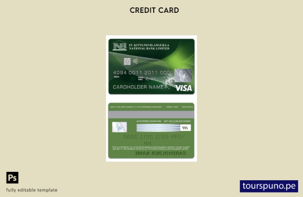 lista para imprimir plantilla de tarjeta de débito visa de Saint Kitts and Nevis