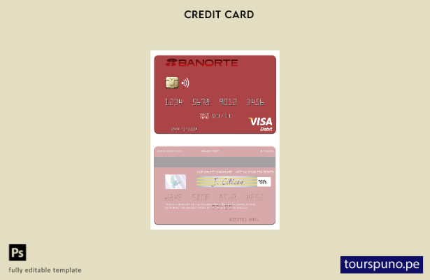 lista para imprimir plantilla de tarjeta de débito visa del Banco Banorte de Méx