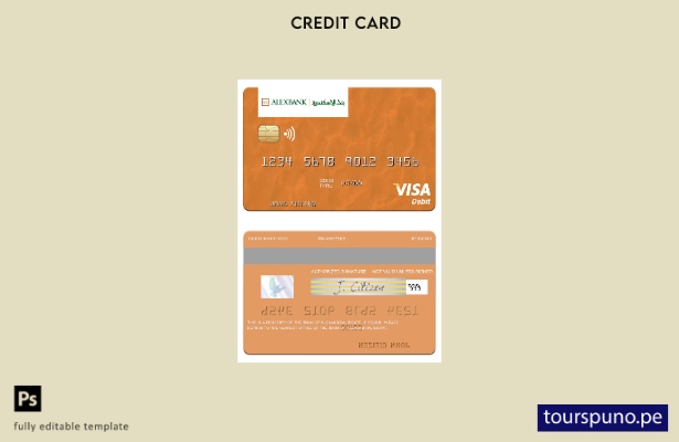 lista para imprimir plantilla de tarjeta de débito visa del Banco de Alejandría