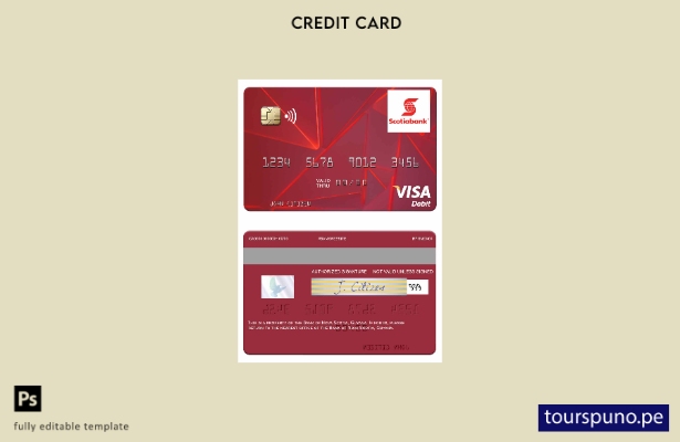 lista para imprimir plantilla de tarjeta de débito visa del Banco de Nueva Escoc