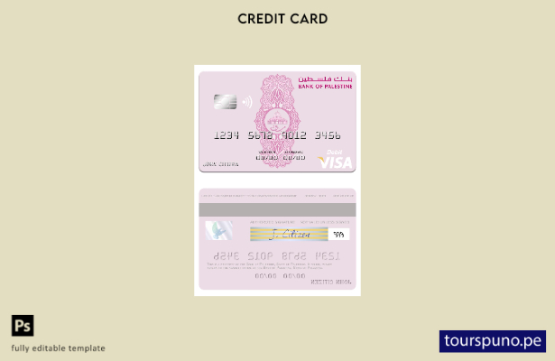 lista para imprimir plantilla de tarjeta de débito visa del Banco de Palestina