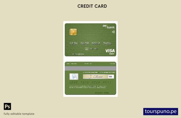 lista para imprimir plantilla de tarjeta de débito visa del Czech Air Bank