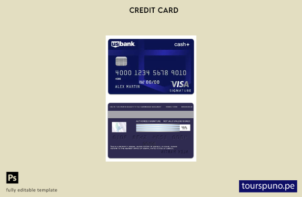 lista para imprimir plantilla de tarjeta de firma de visa de USA Bank
