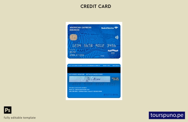 lista para imprimir plantilla de tarjeta de presentación AMEX de USA Bank of Ame