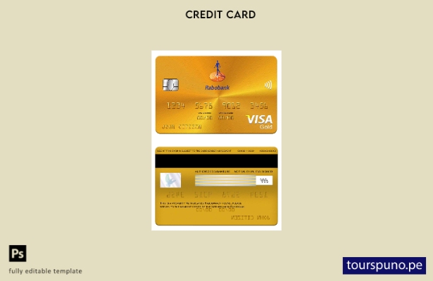 lista para imprimir plantilla de tarjeta dorada visa Rabobank de Países Bajos