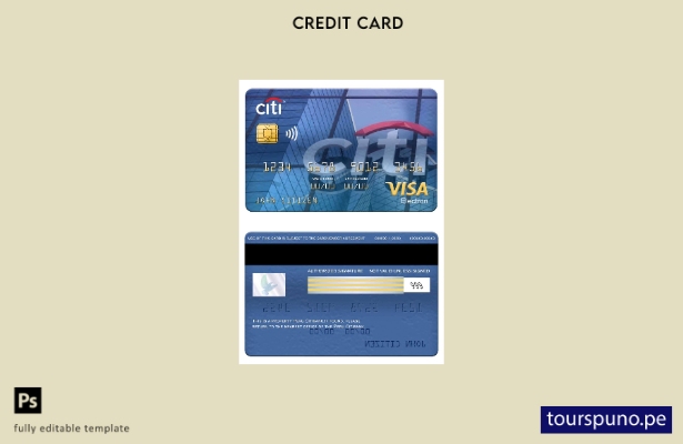 lista para imprimir plantilla de tarjeta electrónica visa Citibank Perú