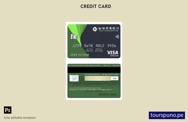 lista para imprimir plantilla de tarjeta electrónica visa del Banco Cooperativo