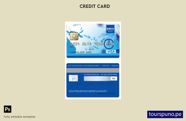 lista para imprimir plantilla de tarjeta individual de visa BRED Bank de las Isl