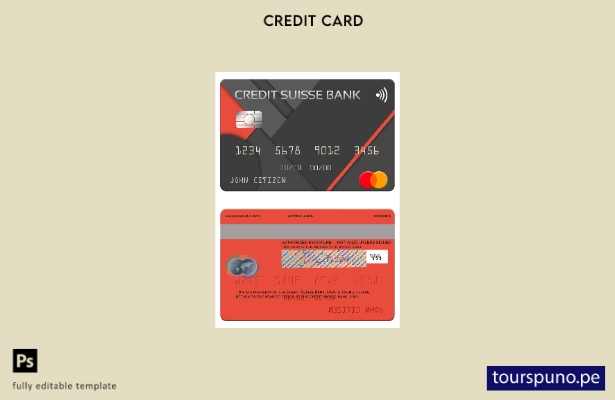 lista para imprimir plantilla de tarjeta mastercard de USA Credit Suisse Bank