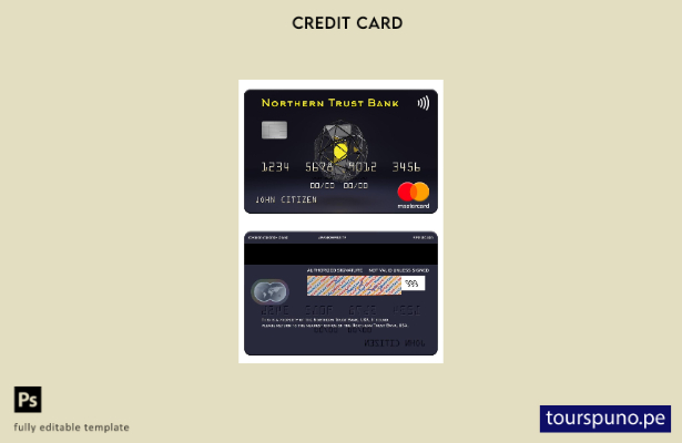 lista para imprimir plantilla de tarjeta mastercard de USA Northern Trust Bank