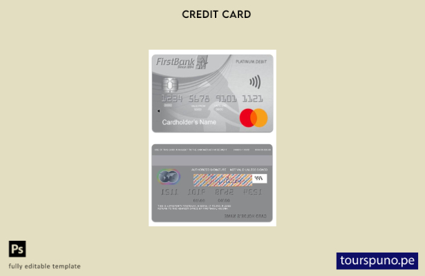 lista para imprimir plantilla de tarjeta mastercard de débito platino de Nigeria