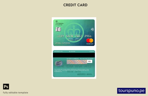 lista para imprimir plantilla de tarjeta mastercard del banco HM Revenue & Custo