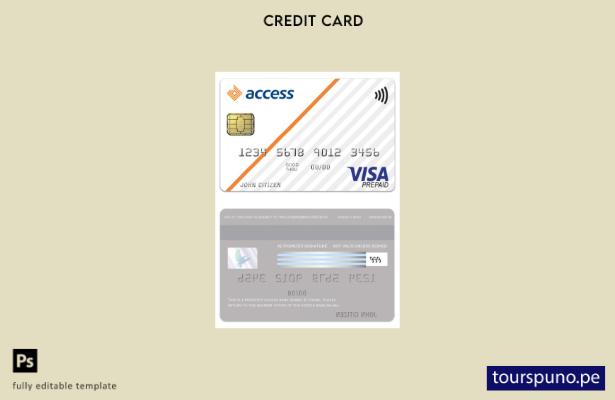 lista para imprimir plantilla de tarjeta prepaga visa Ghana Access Bank