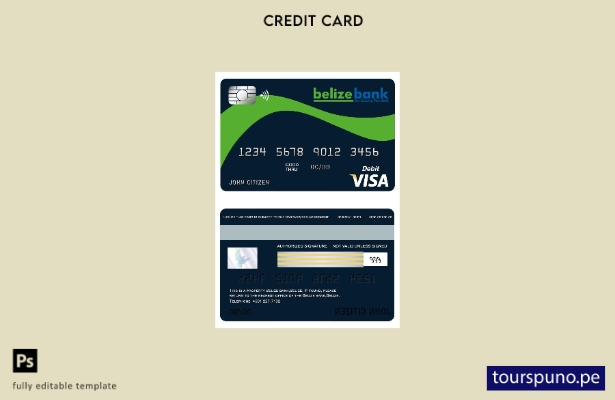 lista para imprimir plantilla de tarjeta visa Belizebank de Belice