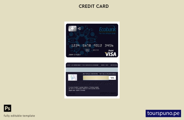 lista para imprimir plantilla de tarjeta visa Benin Ecobank
