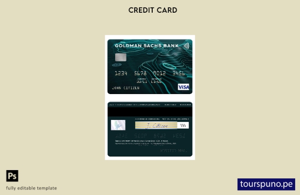 lista para imprimir plantilla de tarjeta visa Goldman Sachs Bank de EE. UU.