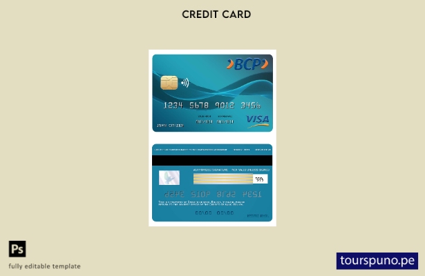 lista para imprimir plantilla de tarjeta visa bancaria de Bolivia Credito