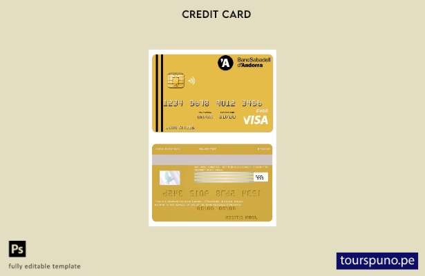 lista para imprimir plantilla de tarjeta visa bancaria del Banco Andorra Sabadel