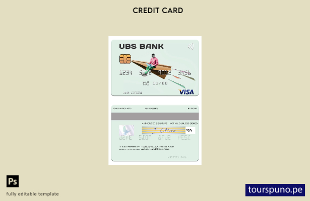 lista para imprimir plantilla de tarjeta visa de USA UBS Bank
