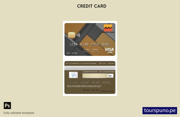 lista para imprimir plantilla de tarjeta visa de banco de crédito del Congo