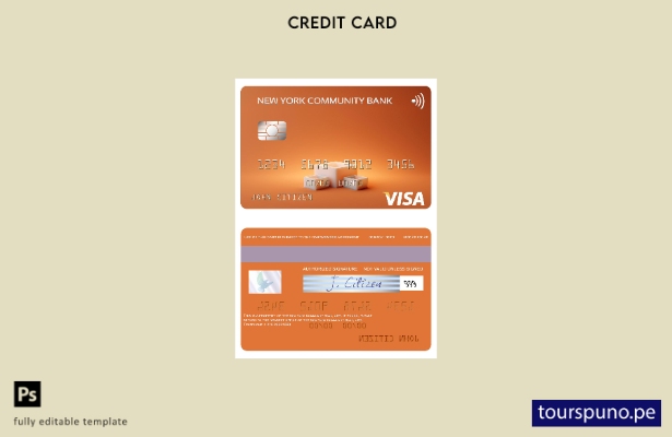 lista para imprimir plantilla de tarjeta visa del Banco Comunitario de Nueva Yor