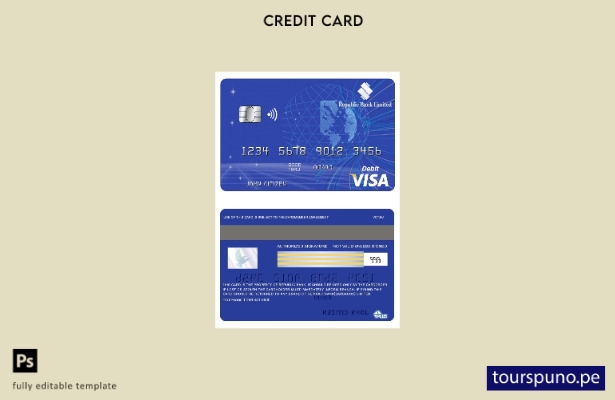 lista para imprimir plantilla de tarjeta visa del Banco de la República de Barba