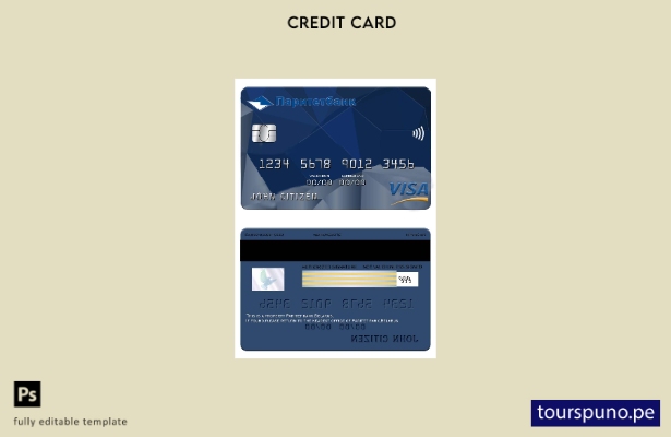 lista para imprimir plantilla de tarjeta visa del banco Paritet de Bielorrusia