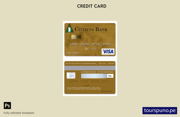 lista para imprimir plantilla de tarjeta visa dorada del Guyana Citizens Bank