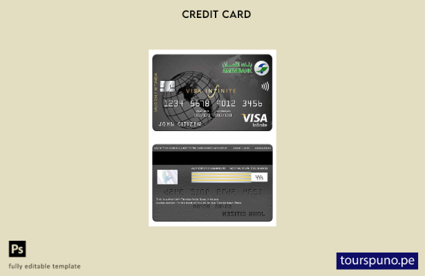 lista para imprimir plantilla de tarjeta visa infinita de Túnez Amen Bank