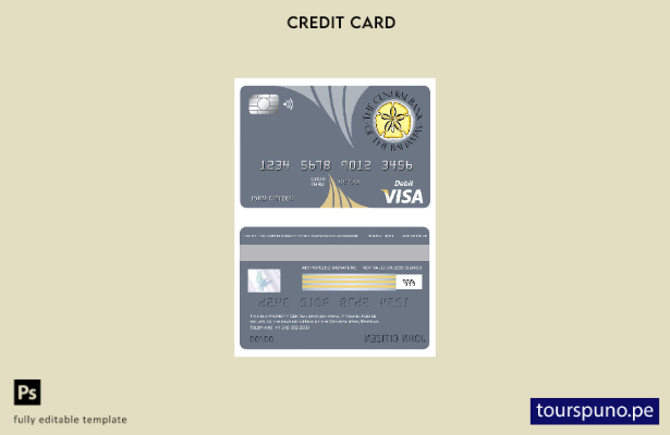 listo para imprimir Bahamas La plantilla de tarjeta visa del Banco Central