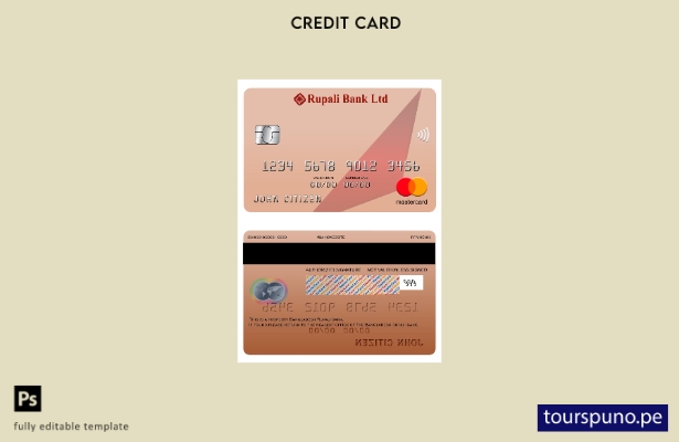 listo para imprimir Bangladesh Rupali bank, plantilla mastercard
